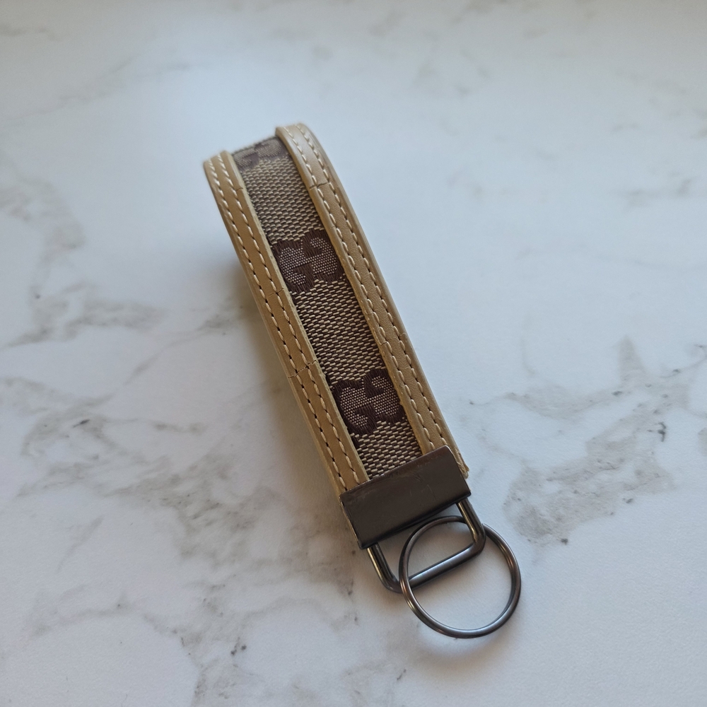Gucci Beige Brown Upcycle GG Canvas Key Fob